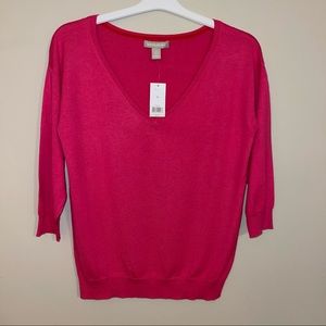 Banana Republic Marilyn V-neck top in lipstick pink Medium